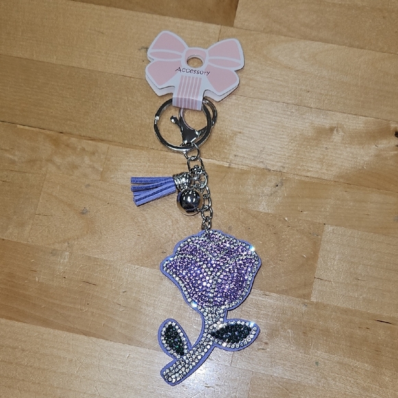 Accessories - Sparkling Purple Rose Keychain